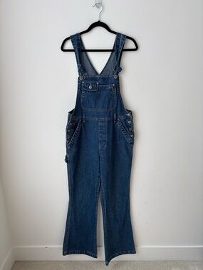 Vintage Industry Denim Overalls Flare Leg Carpenter Jeans Blue Cotton Size L